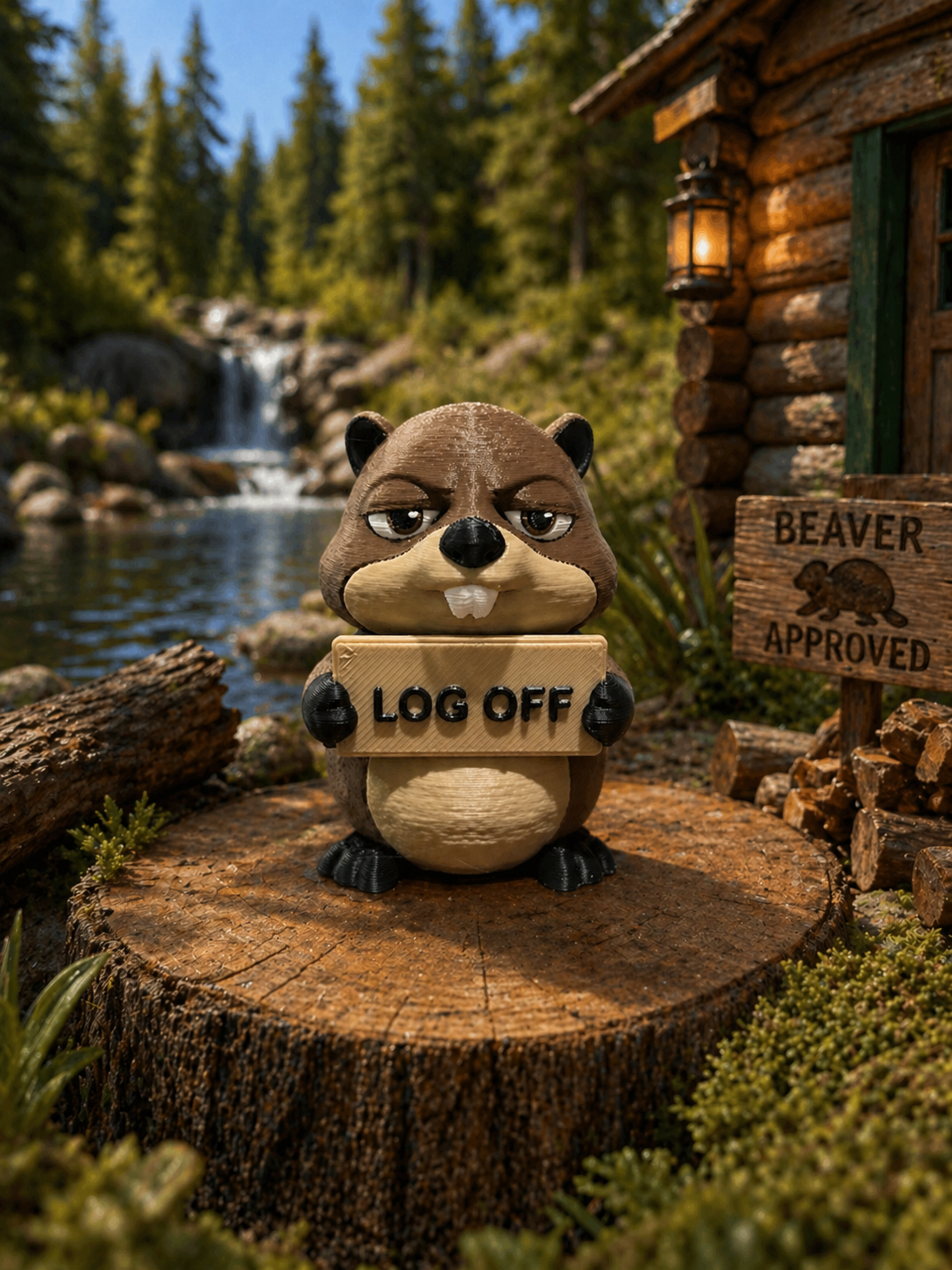 Funny Beaver Shelf Sitter | Choose Your Sign Option