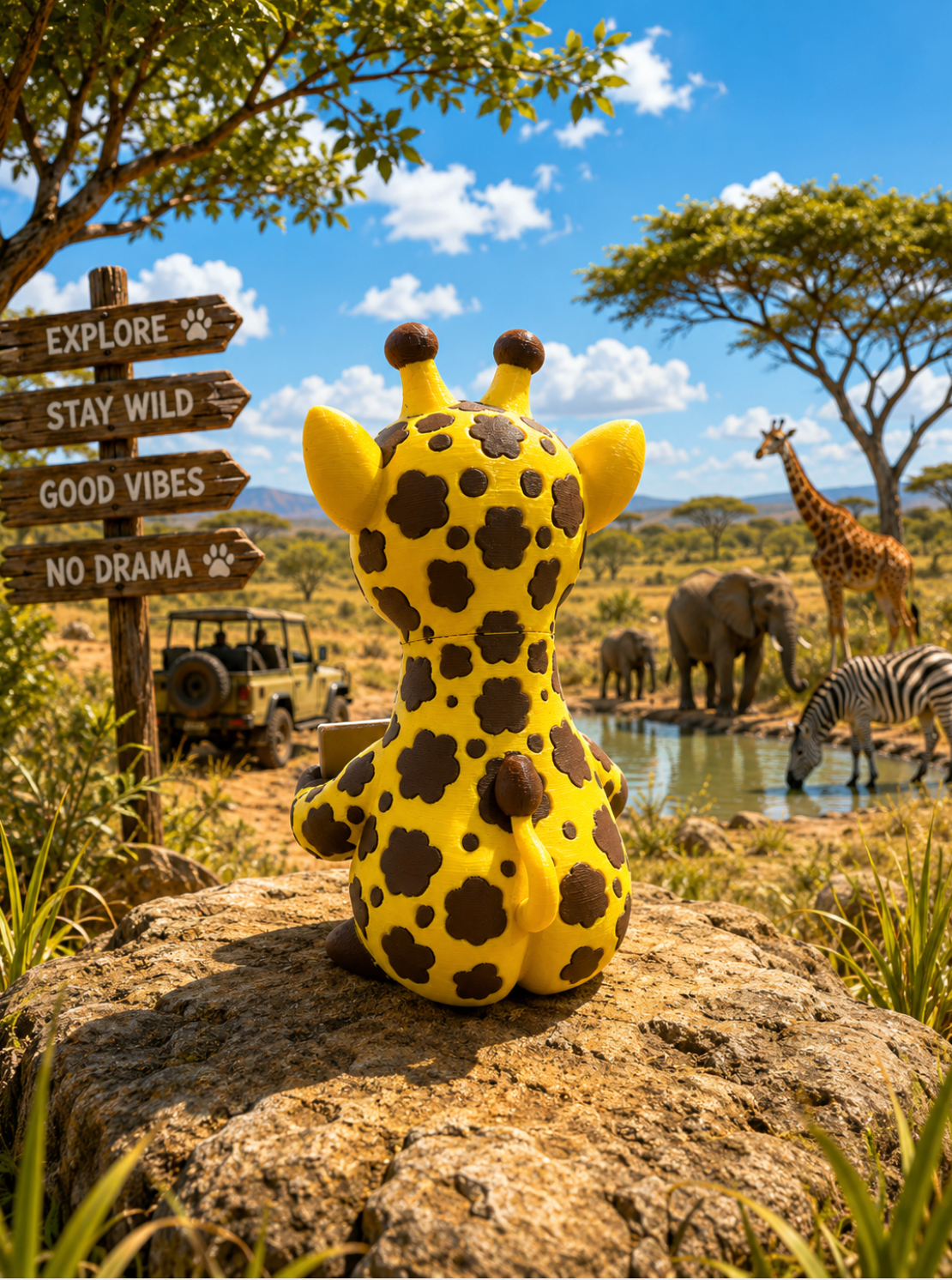 Funny Giraffe Shelf Sitter – Choose Your Sign Option