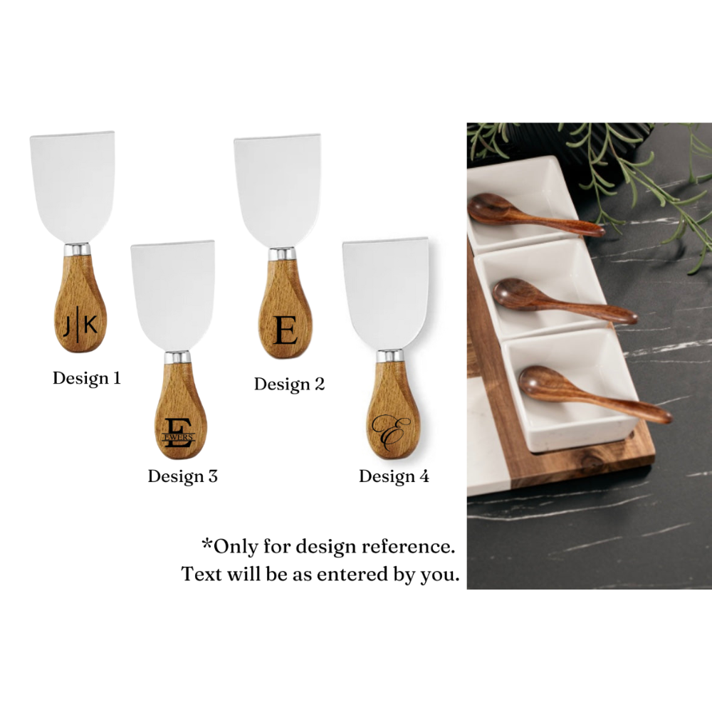 Personalized Marble and Acacia Charcuterie Board with Utensils & Ramekins