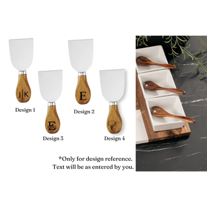 Personalized Marble and Acacia Charcuterie Board with Utensils & Ramekins