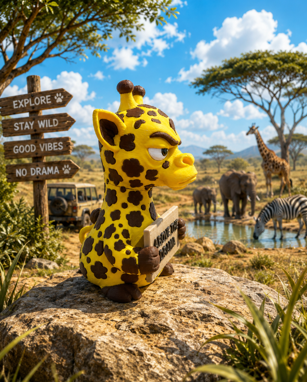 Funny Giraffe Shelf Sitter – Choose Your Sign Option